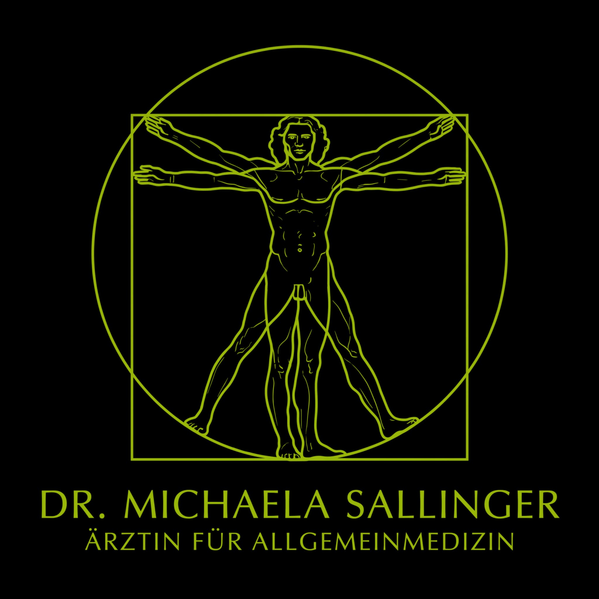 Dr. med. univ. Michaela Sallinger, Ärztin für Allgemeinmedizin – Logo mit vitruvianischem Menschen